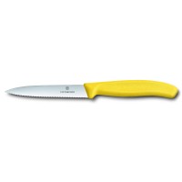VICTORINOX "SwissClassic" Gemüsemesser Mittelspitz Wellenschliff (gelb) 10 cm