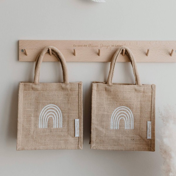 Mini Jute-Shopper "Regenbogen" - 2er-Set (Natur) von Eulenschnitt