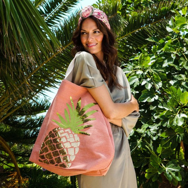 Strandtasche "Ananas" (Coral) von Powder