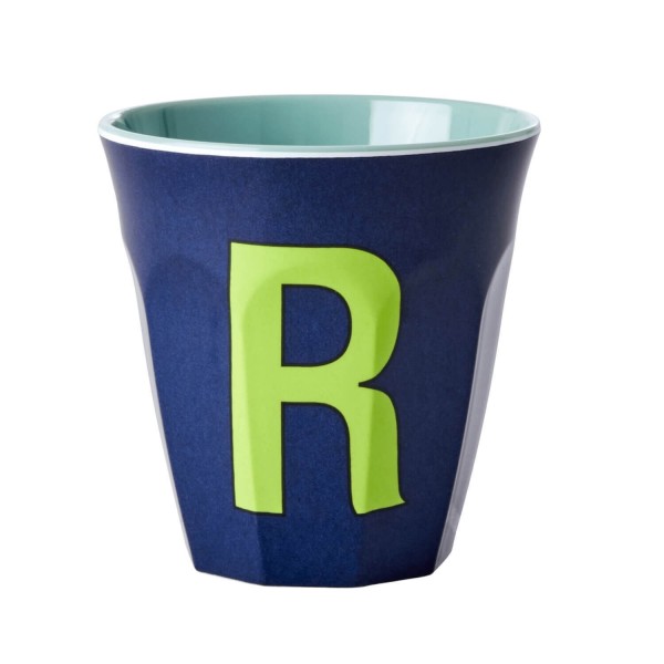 rice Melamin Becher "Buchstabe R" - Medium (Dunkelblau)