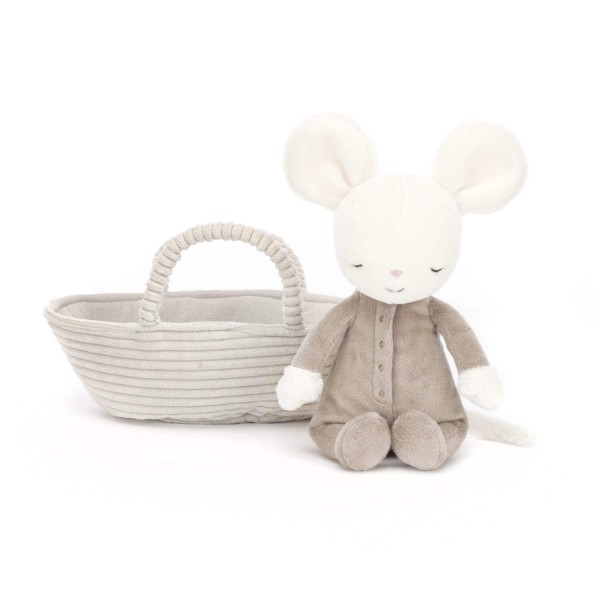 Jellycat Kuscheltier Maus "Rock-a-Bye" - 19 cm (Weiß/Grau)