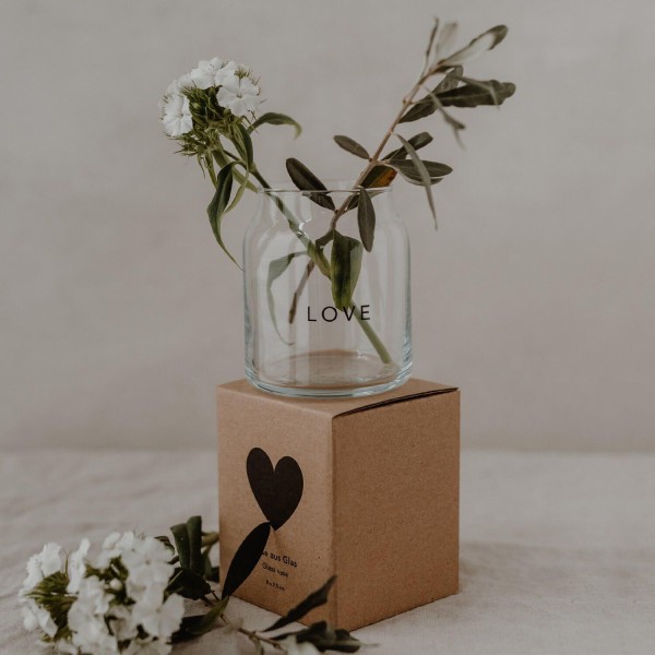 Vase aus Glas "Love" - klein (Transparent) von Eulenschnitt