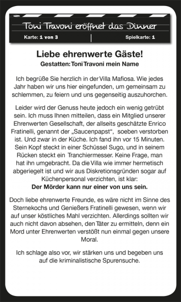 Gesellschaftsspiel "Mord in der Villa Mafiosa" von Gmeiner Verlag Gesellschaftsspiel "Mord in der Villa Mafiosa" von Gmeiner Verlag