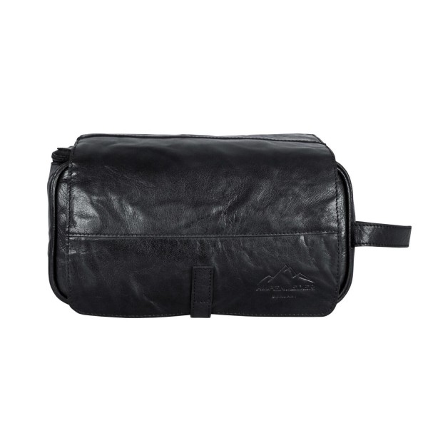 Kulturtasche aus Leder "ROLL UP" (Ebenholz) von Alpenleder