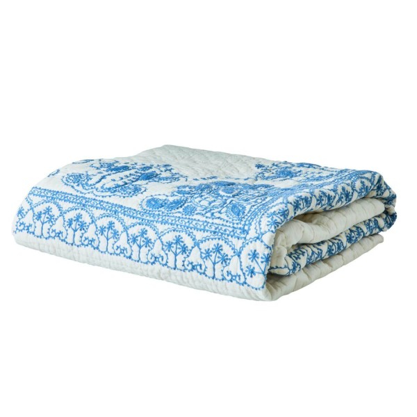 rice Quilt mit Stickerei - 250x225 cm (Blau)