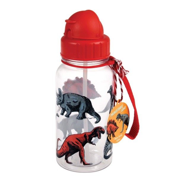 Trinkflasche für Kinder mit Trinkhalm "Prehistoric Land" - 500 ml von Rex LONDON