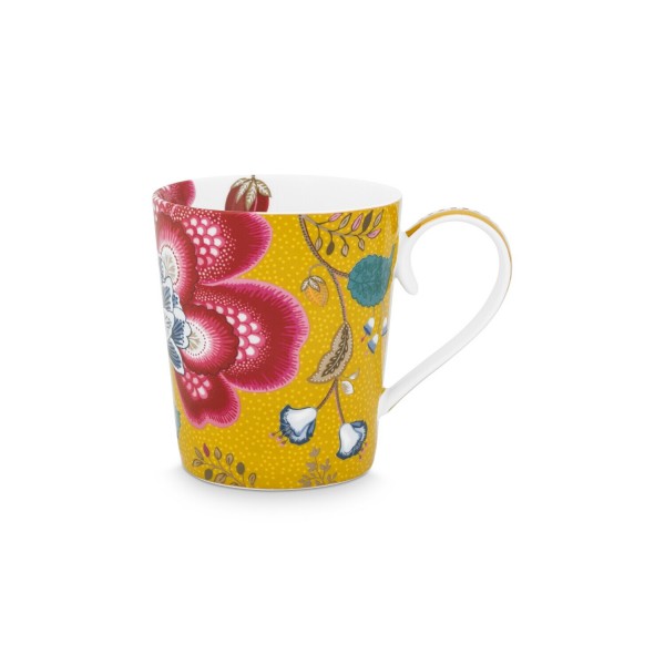 Pip Studio Tasse Buchstabe R "Alphabet Mug – Blushing Birds" – 350 ml (Gelb)