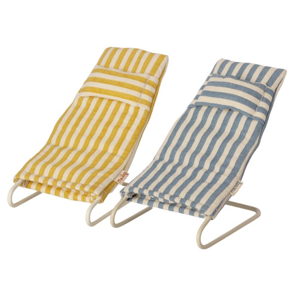 Maileg Maus Strandliegen (Gelb / Blau) - im 2er-Set