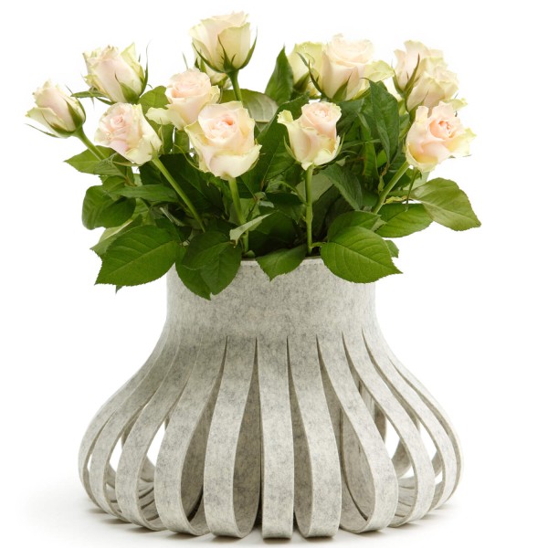 Filz-Vase "Alva" - 30x20 cm (Hellgrau/Marmor) von HEY-SIGN