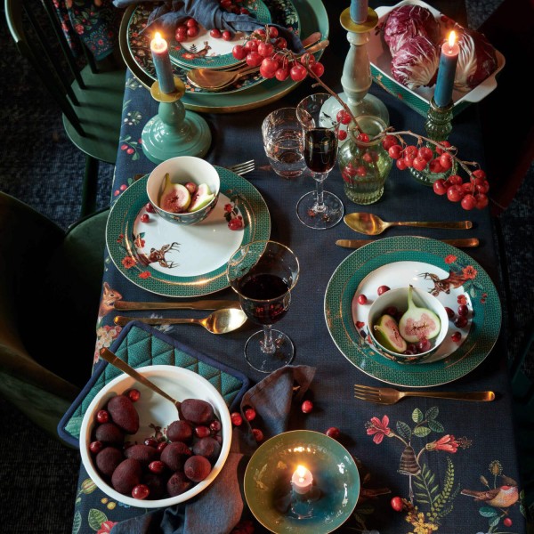 Pip Studio Tischdecke "Winter Wonderland" - 100x100 cm (Dunkelblau)