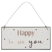 Ib Laursen Metallschild "Happy to see you" - 15x7 cm (Natur)