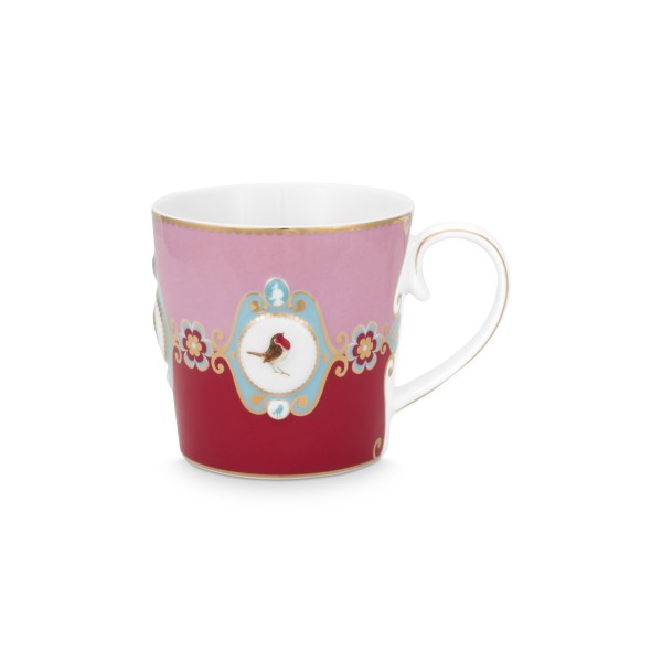 Pip Studio Große Tasse "Love Birds - Medallion" - 250 ml (Rot/Pink)