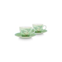 Pip Studio Espresso-Tasse mit Unterteller 2er-Set "Jolie" - 120ml (Grün)