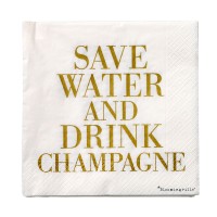 Bloomingville Papierservietten "Save Water & Drink Champagne"