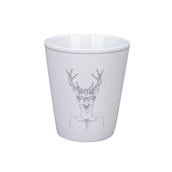 Krasilnikoff Happy Mug "Hipster Deer, She" (Weiß / Silber)