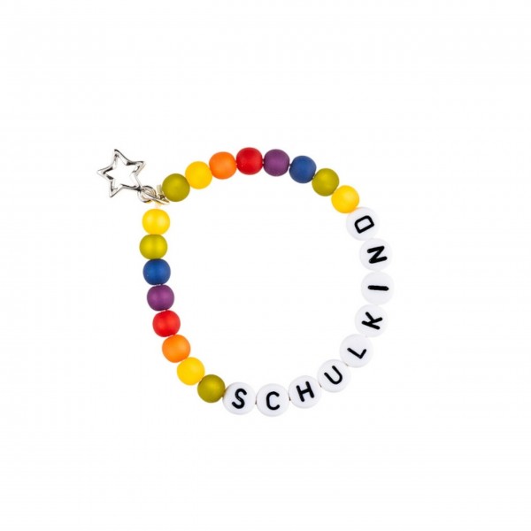 Kinder-Armband "Wunschbändchen- Schulkind" (Gelb/Bunt) von Glücksschmiedin