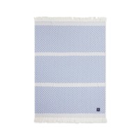 Gestreiftes Plaid aus recycelter Baumwolle - 130x170 cm (Weiß/Blau) von Lexington