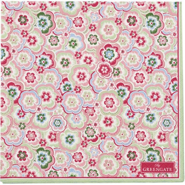 GreenGate Papierservietten im 20er-Set "Selma" - 33x33 cm (Pale Pink)