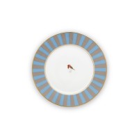 Pip Studio Gebäckteller "Love Birds" - 17 cm (Blau/Khaki - Gestreift)