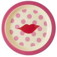 rice Melamin Kinder-Essteller "Kiss/Kuss" (Pink/Rot)