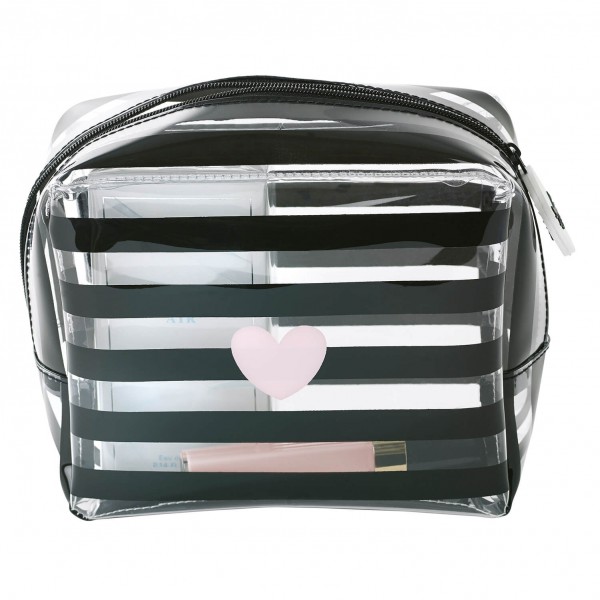 Miss Étoile Mäppchen "Heart And Stripes" - 24 cm (Rose/Schwarz)