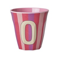 rice Melamin Becher mit Streifen "Buchstabe O" - Medium (Rosa/Rot/Lila)