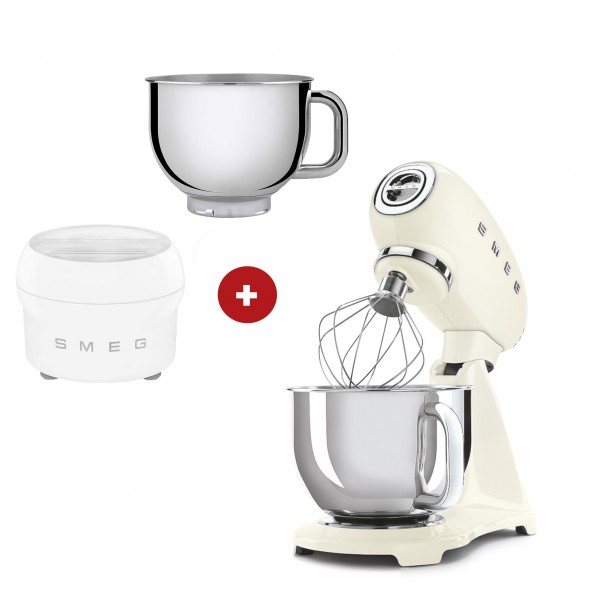 smeg Küchenmaschine mit Eisbereiter und extra Edelstahlschüssel