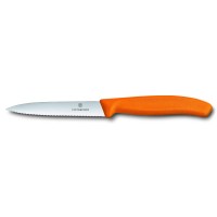 VICTORINOX "SwissClassic" Gemüsemesser Mittelspitz Wellenschliff (orange) 10 cm