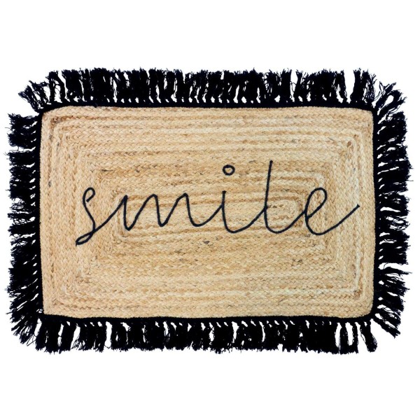 Jute-Teppich "Smile" - 50x80 cm (Natur, Schwarz) von Hoff