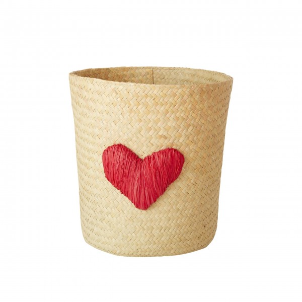 rice Korb aus Raffia "Heart - Herz" (Rot)