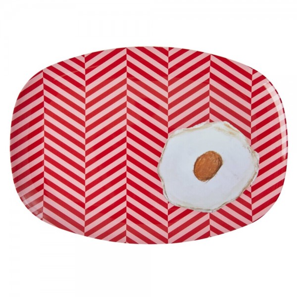 rice Melamin Platte "Fried Egg/Spiegelei" - Groß (Rot)