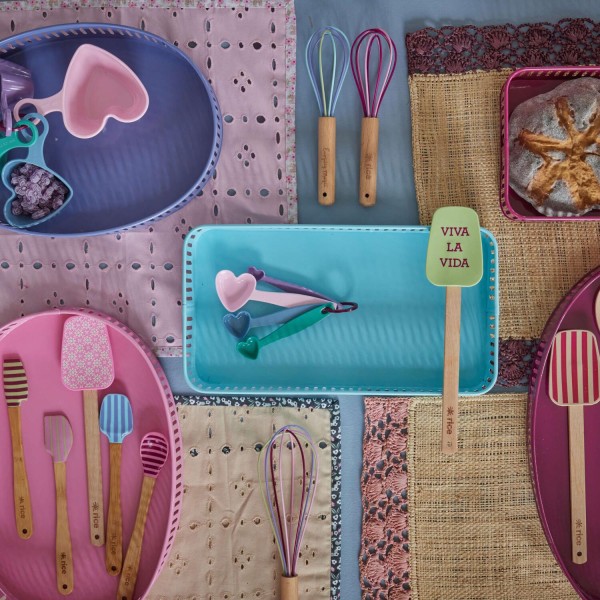 rice Silikon Teigschaber mit Bambusgriff "Stripes" im 4er-Set - 31x11x3 cm (Bunt)