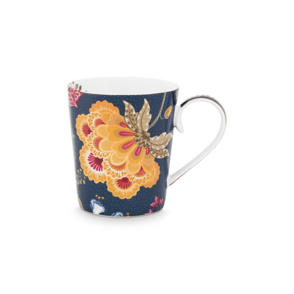 Pip Studio Tasse Buchstabe P "Alphabet Mug – Floral Fantasy" – 350 ml (Blau)