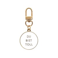 Schlüsselanhänger "Du bist toll" - 3,2x6,8 cm (Weiß/Gold) von Eulenschnitt