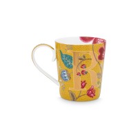 Pip Studio Tasse Buchstabe R "Alphabet Mug – Blushing Birds" – 350 ml (Gelb)