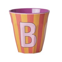 rice Melamin Becher mit Streifen "Buchstabe B" - Medium (Orange/Rot)