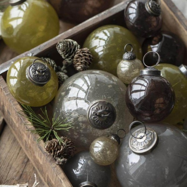 Ib Laursen Weihnachtskugel "Pebbled" - 5,8x6,5 cm (Grau)