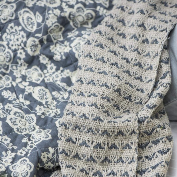 Ib Laursen Plaid mit Muster (Creme/Blau)