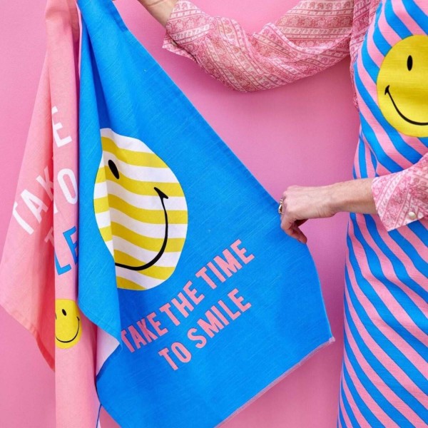rice Geschirrtuch "Smiley" - 50x70 cm (Pink)
