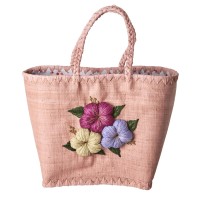 rice Tasche "Raffia - Heavy Flower" - L (Pink)