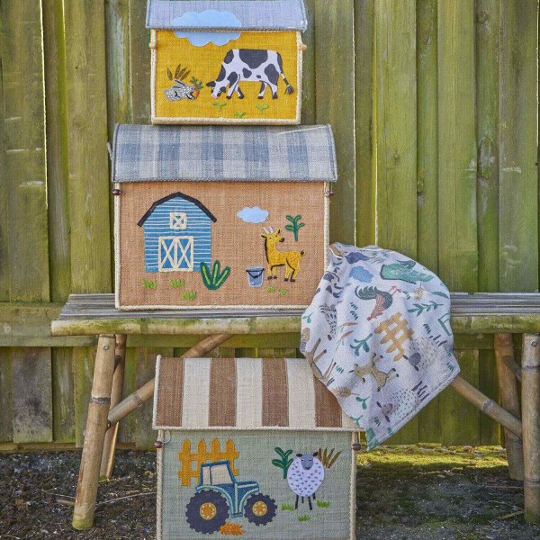rice Decke "Farm Animals" - 125x150 cm (Blau/Grün)