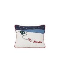 Kissen aus Bio-Baumwoll-Twill "Skier" - 40x30 cm (Dunkelblau/Weiß/Bunt) von Lexington