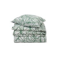 Bettwäsche-Set aus Baumwollsatin - 135x200/80x80cm (Weiß/Grün) von Lexington