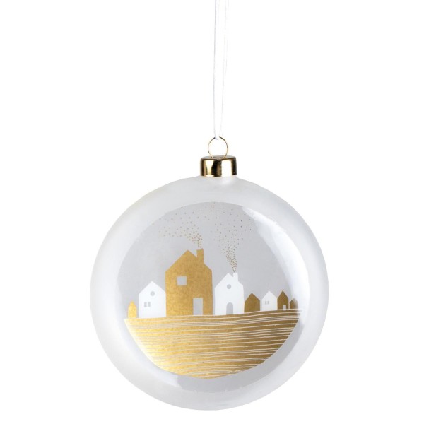 Weihnachtskugel Frostmedaillon "Stadt" (Klar/Gold) von räder Design