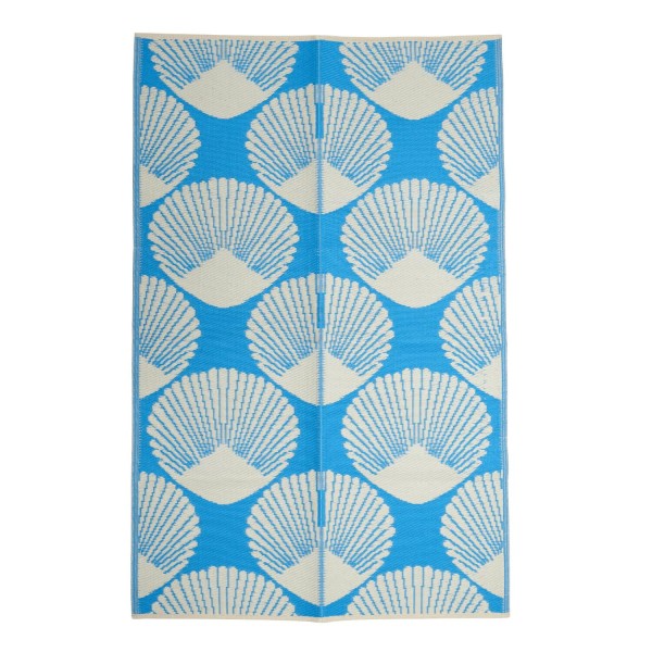 rice Teppich aus recyceltem Kunststoff "Sea Shell" - 180x120 cm (Blau)