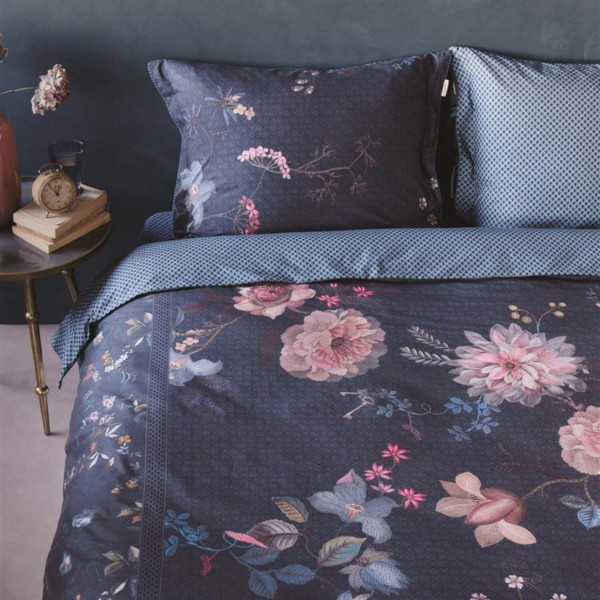 Pip Studio Bettwäsche-Set "Tokyo Bouquet" - 155x220 cm & 80x80 cm (Dunkelblau)