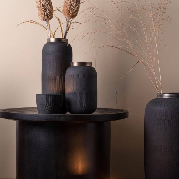 Vase mit Metallring "Saigon" - XS Matt (Schwarz)