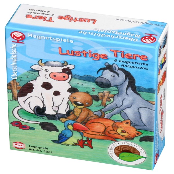 "Lustige Tiere" - 6 magnetische Holzpuzzles von Oberschwäbische Magnetspiele