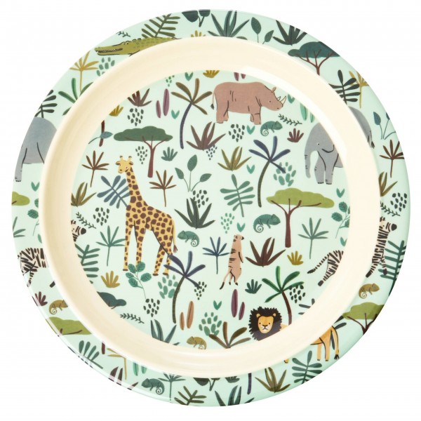 rice Melamin Speiseteller für Kinder "Jungle Animals" (Grün)