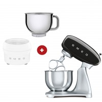 smeg Küchenmaschine mit smeg Eisbereiter und extra smeg Edelstahlschüssel